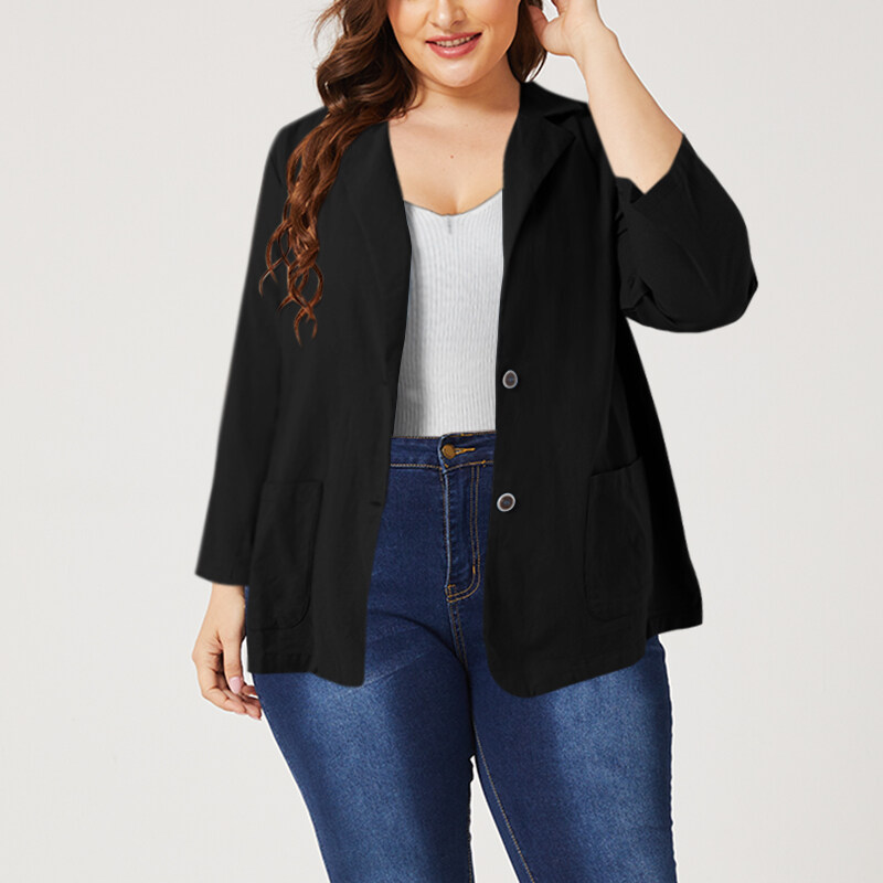 ZANZEA Women Long Sleeve Collared Button Down Solid Cotton Blazer Coat Plus Size #5