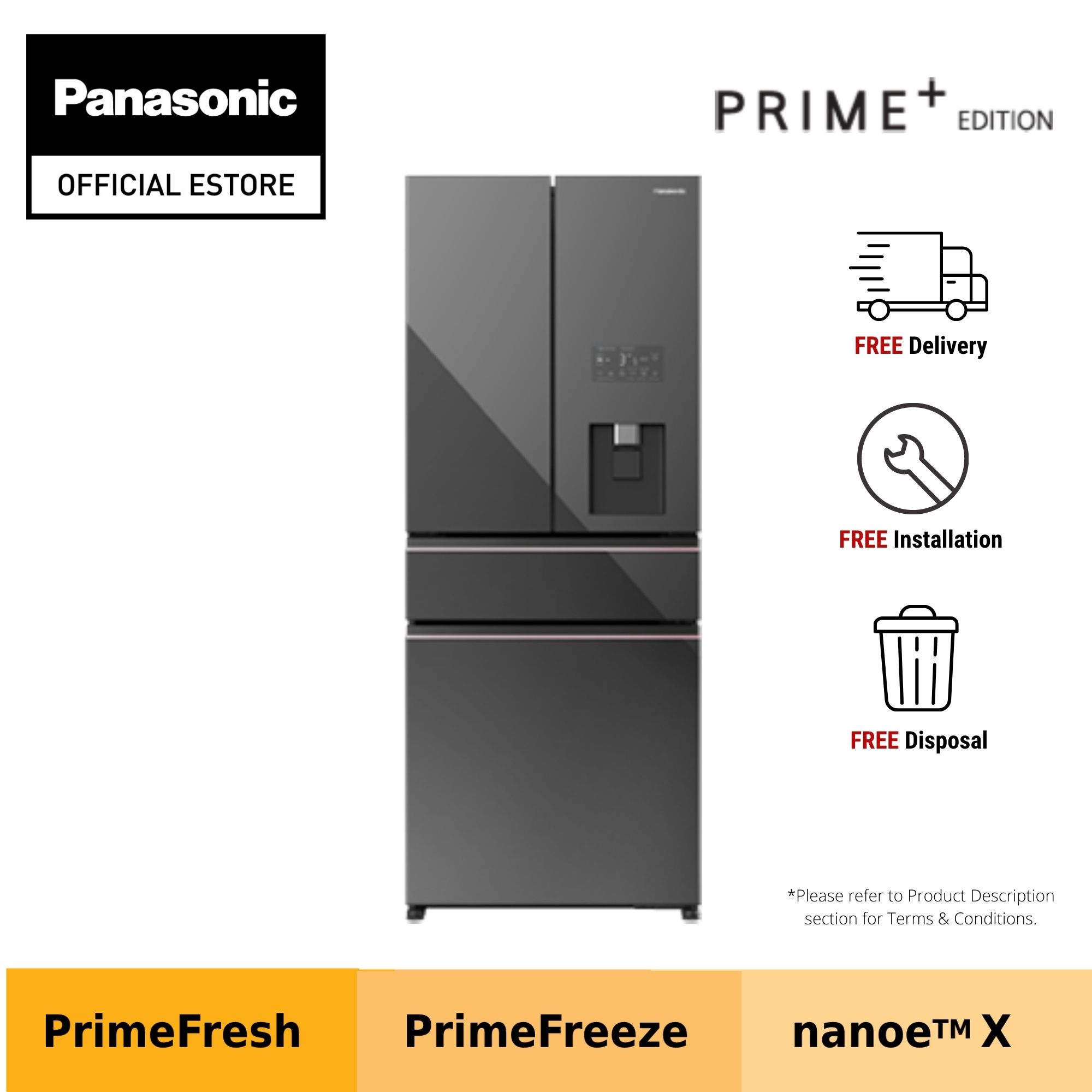 Panasonic Prime+ Edition 4D Refrigerator with PrimeFresh & PrimeFreeze NR-YW590YMMS (537L)