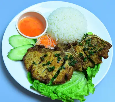 Chicken & pork with steamed rice